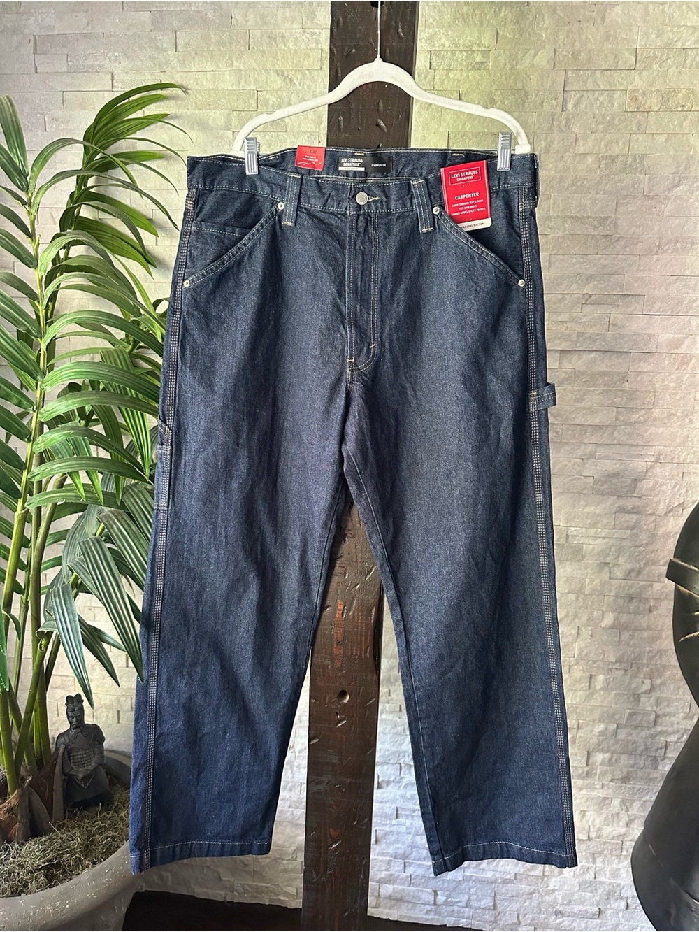 Levi Strauss Signature Workwear Dark Blue Denim Carpenter Jeans Size 38 x 32 New